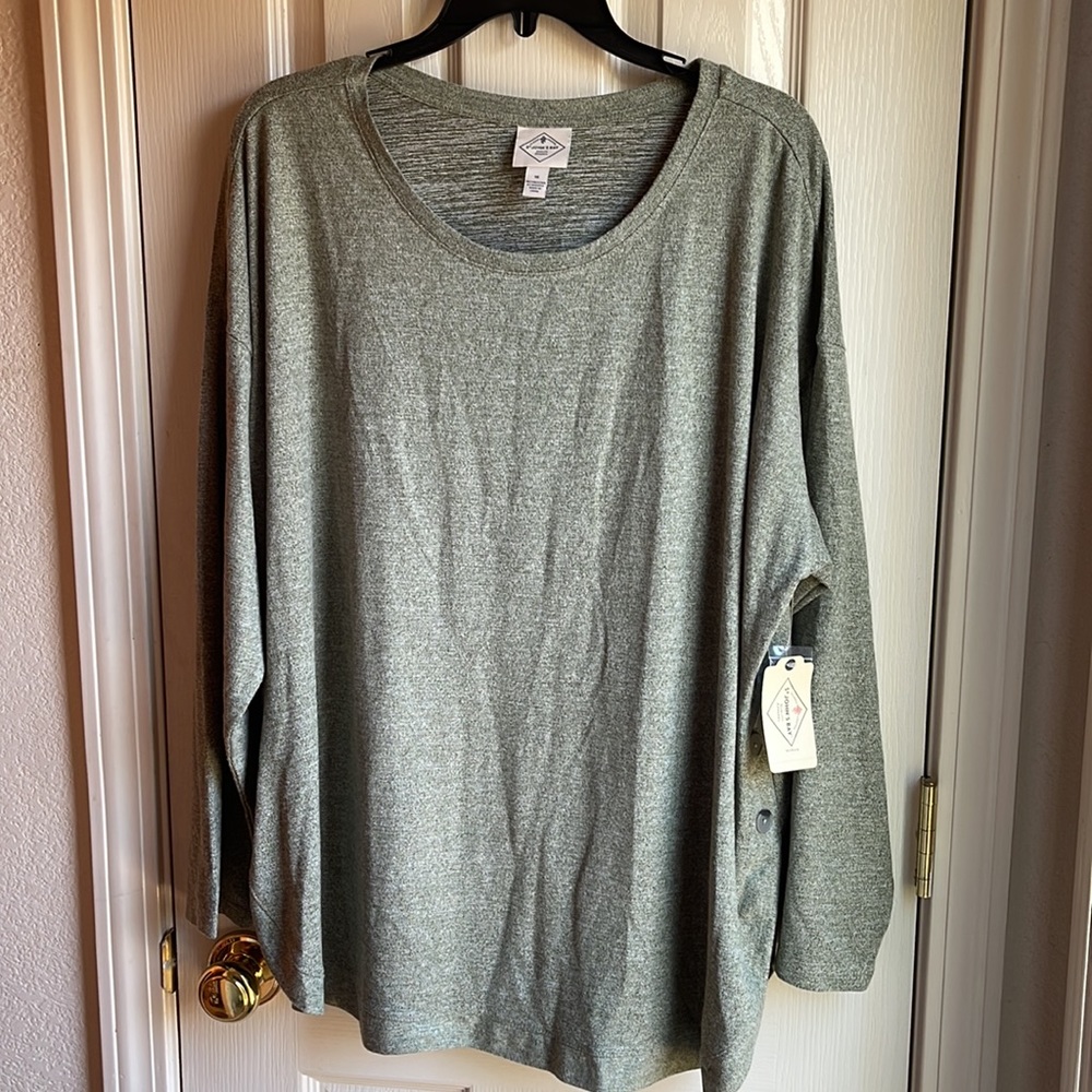 NWT ST JOHNS BAY MOSS GREEN L/S SWEATER SZ 1X